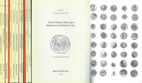 Ancient Coins - Italo Vecchi Complete Set. Auctions 1-17, 1996-1999. Vecchi sales featuring very interesting coins with interesting and unusual mini-themes.