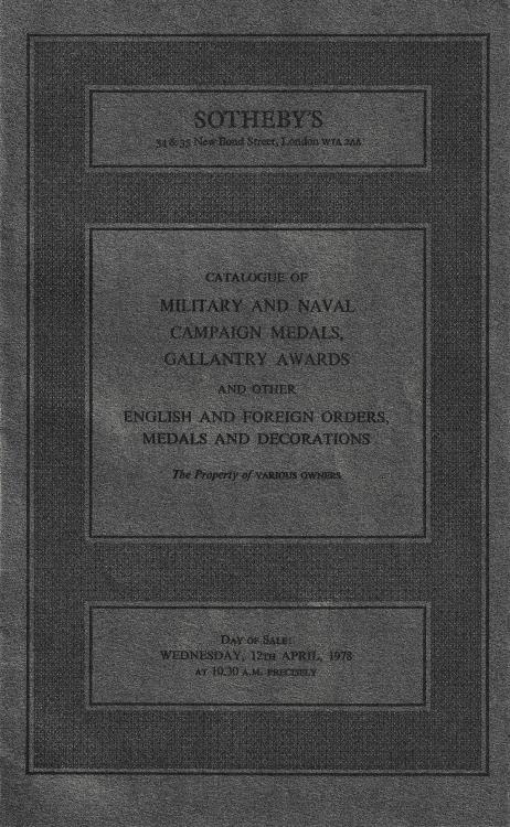 Sotheby S Catalogue Of Military And Naval Campaign Medals