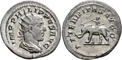 Ancient Coins - ROMAN EMPIRE: Philip I, AD 244-249, AR Antoninianus (23mm, 4.94g), Elephant Reverse