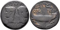 Ancient Coins - PROVINCIAL: Augustus with Agrippa, 27 BC- AD 14, As (26mm, 13.79g), Nemausus Mint, Crocodile Reverse