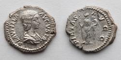 Ancient Coins - ROMAN EMPIRE: Plautilla, Augusta, AD 202-205, AR Denarius (19.7mm, 3.31g), Rome Mint, Scarce