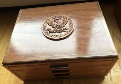 US Coins - Eagle Medallion African Mahogany and Makore Cabinet for Encapsulated Coins, Museum Grade Construction (THIS ITEM PICTURED:  Ready to Ship), Holds 36 Slabs