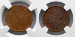 Us Coins - CIVIL WAR TOKEN: (1861-65), Cincinnati, OH, Warren Kennedy News Depot, NGC MS 62 BN, F-165CJ-7a