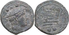 Ancient Coins - GREEK: Anonymous, Sextantal Series, after 211 BC, AE Sestans (21mm, 6.32g), Prow Reverse