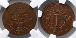 Us Coins - CIVIL WAR TOKEN: (1861-65) A. Gavron Sausage, NGC MS 63 BN, ONLY 2 FINER Female Sausage Maker