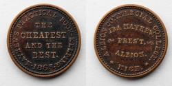 Us Coins - HARD TIMES TOKEN: 1863 The Cheapest and the Best, Practical Book- Keeping, Commercial College, Albion MI, R3.