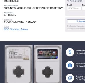 US Coins - CIVIL WAR TOKEN: 1863 Broas Bros, New York, NY, Indian Head and One Country, F-630L-6Z, ZINC, NGC AU Details