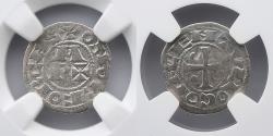 World Coins - FRANCE: Bearn. AR Obol (.44g), In the name of Centulle, AD 1100-1300, Montlebeau Hoard, NGC Authentic