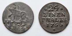 World Coins - GERMANY, ANHALT-BERNBURG PRINCIPALITY: 1760 1/24 Thaler, Viktor II Friedrich, Billion (1.5g).