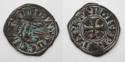 World Coins - FRANCE, CRUSADERS:  Guillaume de La Roche. 1280-1287. BI Denier (20mm, 0.69g)