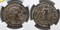 Ancient Coins - ROMAN EMPIRE: Maximian, AD 286-310, BI Nummus, NGC AU, Silvering, Trier Mint