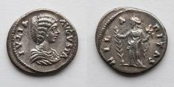 Ancient Coins - ROMAN EMPIRE: Julia Domna, Augusta, AD 209, AR Denarius (18mm, 211g), Hilaritas Reverse