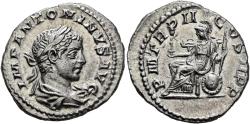 Ancient Coins - ROMAN EMPIRE: Elagabalus, AD 218-222, AR Denarius (20mm, 3.12), Roma Holding Victory Reverse