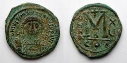 Ancient Coins - BYZANTINE: Justinian I, AD 527-565, AE Follis (40mm, 22.39g), Constantinople Mint