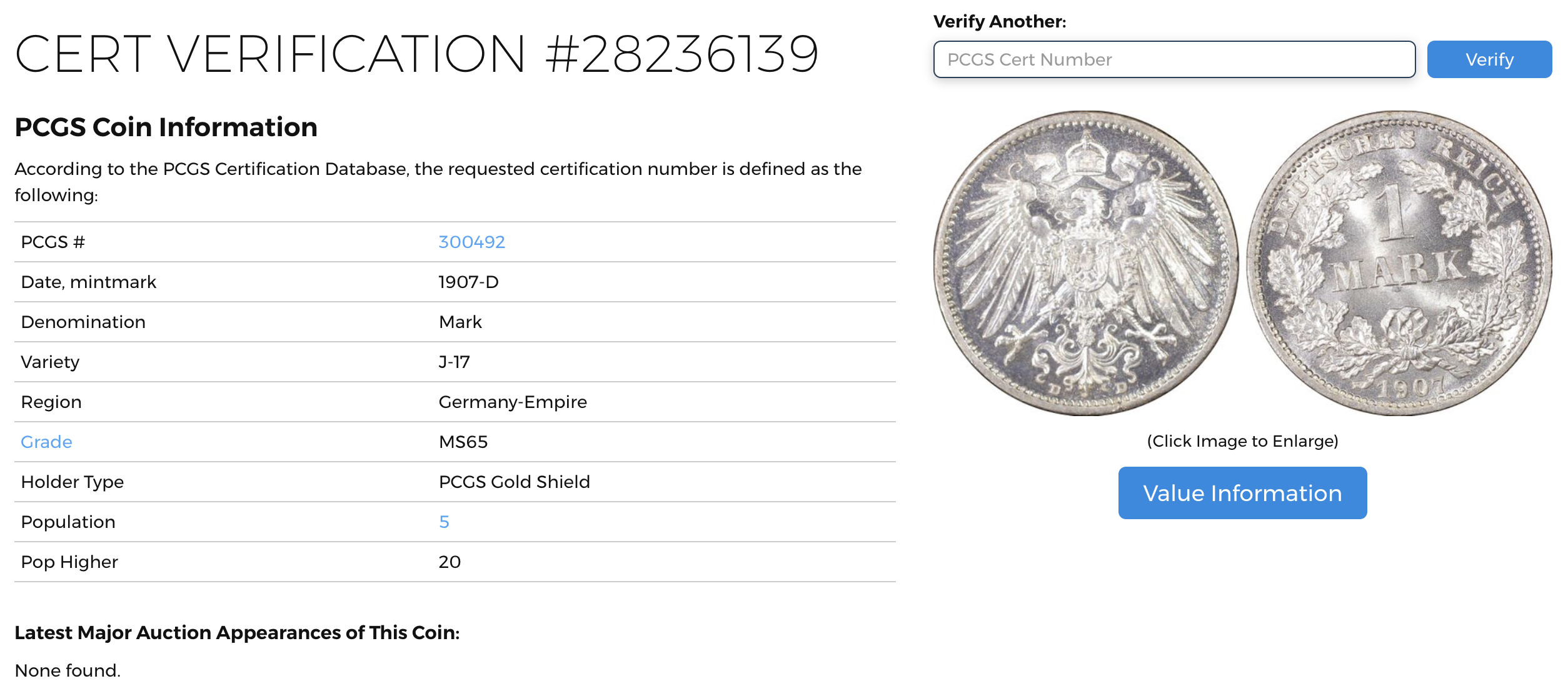 GERMANY: 1907 D AR Silver Mark, PCGS MS65, Type J17 | European Coins