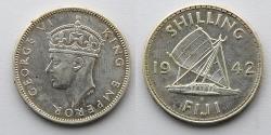 Ancient Coins - FIJI: 1942 George VI, Silver Shilling, KM 12a