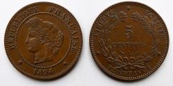 World Coins - FRANCE: 1894, 5 Centimes, Paris Mint. KM 821.1.