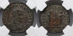 Ancient Coins - ROMAN EMPIRE: Maximian, AD 286-310. BI Aurelianianus, NGC CH AU, Silvering