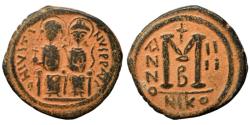 Ancient Coins - BYZANTINE: Justin II with Sophia, AD 565-578, AE Follis (31mm, 12.18g), Nicomedia