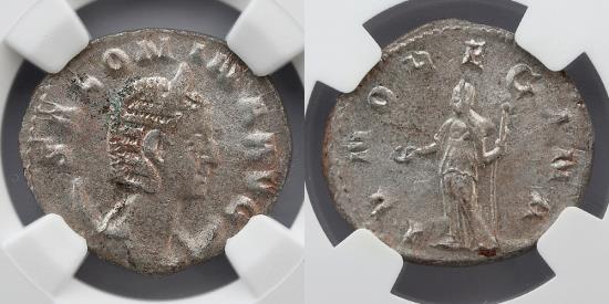 ROMAN EMPIRE: Salonina, AD 254-268, BI Double Denarius, NGC Choice AU