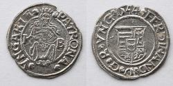 World Coins - HUNGARY: 1544 AR Denier, Ferdinand I, Madonna and Child, 16mm, .5g