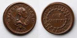Us Coins - CIVIL WAR TOKEN: 1863 Broas Bros, New York, United We Stand, Our Country, Pie Bakers, F-630M-13a