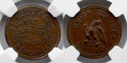Us Coins - CIVIL WAR TOKEN: (1861-65) Newark NJ, JL Agens and CO., NGC AU 58 BN, F 555A-5a, Union Forever with Eagle