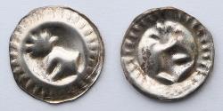 World Coins - GERMANY: Brandenburg, Friedrich II AR Brakteat Hohlpfennig, Plumed Helmet (15.5mm, .4g)