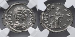 Ancient Coins - ROMAN EMPIRE: Julia Domna, Augusta, AD 193-217, AR Denarius (19mm, 3.35g), NGC MS 5/4, 4/5, Rome Mint