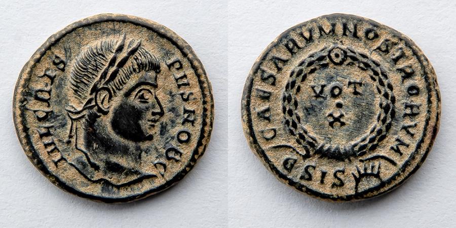 Roman Empire Crispus Ae Follis 317 326 Ad 19 5mm 3 5g Vot X S Siscia Mint