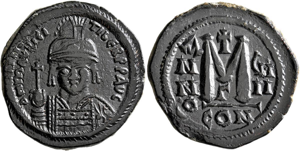 BYZANTINE: Maurice Tiberius, AD 582-602, AE Follis (32mm, 13.60g