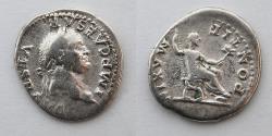Ancient Coins - ROMAN EMPIRE: Vespasian (AD 69-79), AR Denarius (19mm, 3.19g), Pontif Maxim Reverse