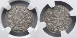 World Coins - FRANCE: Bearn, (1100-1300) AR Denier (1.10g), Centulle, NGC Authentic, Montlebeau Hoard