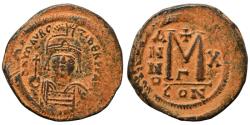 Ancient Coins - BYZANTINE: Maurice Tiberius, AD 582-602, AE Follis (32mm, 12.11g), Constantinople Mint