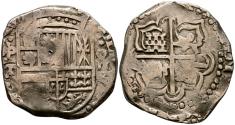 World Coins - FELIPE IV (1621-1665). 4 Reales. (Ar. 14,05g/30mm). Fecha no visible (1628-1632). Potosí T. (Cal-2019-Tipo 279). MBC.