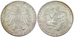 World Coins - ALEMANIA. 10 Marcos (Ar. 15,49g/33mm). 1972. Munich D. Juegos Olímpicos de Munich. Atletas. (Km#132). MBC+.