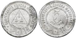 World Coins - MANRESA. 5 Céntimos. Cooperativa Obrera Manresana. EBC-.