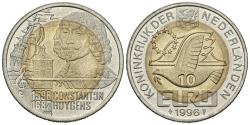 World Coins - HOLANDA. 10 Euro. 1996. CONSTANTIJN HUYGENS. CuNi, La. 10,45g. SC.