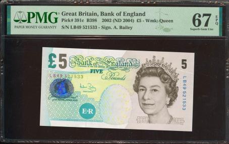 World Coins - GREAT BRITAIN. 5 Pounds. (2004ca). (Pick: 391c). PMG67EPQ.