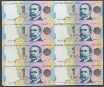 World Coins - ARGENTINA. Two plates (in incut matrix) of 1 Peso. 1993. Correlative Series. (Pick: 339b). Uncirculated.