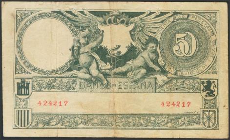 World Coins - 50 Pesetas Falso de Epoca. 19 de Marzo de 1905. Sin serie. (Edifil 2017: 312f). Muy raro. MBC+.