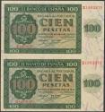 World Coins - 100 Pesetas. 21 de Noviembre de 1936. Pareja correlativa. Serie X, última serie emitida. (Edifil 2017: 421a). Apresto original. SC-.