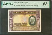 World Coins - 50 Pesetas. 22 de Julio de 1935. Serie A. (Edifil: 366a, Pick: 88b). Manchitas. SC. Encapsulado PMG63.