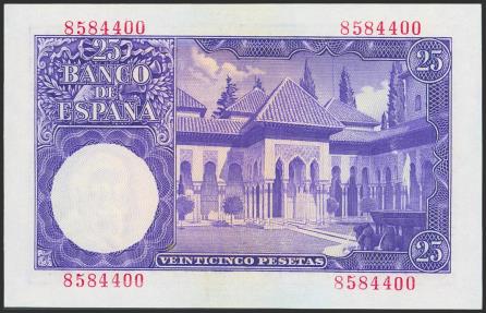 World Coins - 25 Pesetas. 22 de Julio de 1954. Sin serie. (Edifil 2023: 467). Inusual, conserva parte de su apresto original. EBC.
