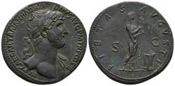 Ancient Coins - ADRIANO. Sestercio. (Ae. 23,65g/34mm). 124 d.C. Roma. Anv: IMP CAESAR TRAIAN HADRIANVS AVG P M TR P COS III. Busto laureado con ligero drapeado en hombro izquierdo a derecha. Rev: