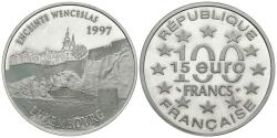 World Coins - FRANCIA. 100 Francs. 15 Euro. Wesceslao de Luxemburgo. 1997. (Ar. 22,20g/37,00mm). Proof.