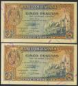 World Coins - 5 Pesetas. 4 de Septiembre de 1940. Pareja correlativa. Serie H. (Edifil 2017: 443a). Apresto original. SC-.