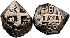 World Coins - FERNANDO VI (1746-1759). 8 Reales. (Ar. 15,80g/26mm). 1760. Potosí q. (Cal-2019-538). Doble fecha. MBC.