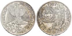 World Coins - ALEMANIA. 10 Marcos (Ar. 15,57g/33mm). 1987. Hamburgo J. 750 Aniversario Fundación de Berlín. (Km#166). MBC+.