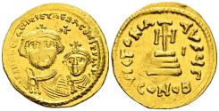 Ancient Coins - HERACLIO y HERACLIO CONSTANTINO. Sólido. (Au. 4,47g/21mm). 626-629 d.C. Constantinopla. (Seaby 743). Anv: Bustos coronados y drapeados de frente de Heraclio y Heraclio Constantino
